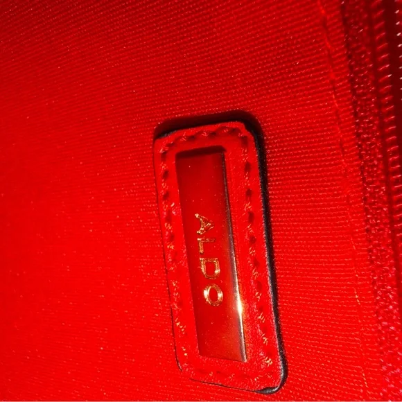 Aldo red and white polka dot wearable wristlet clutch bag vegan faux leather - Picture 11 of 11